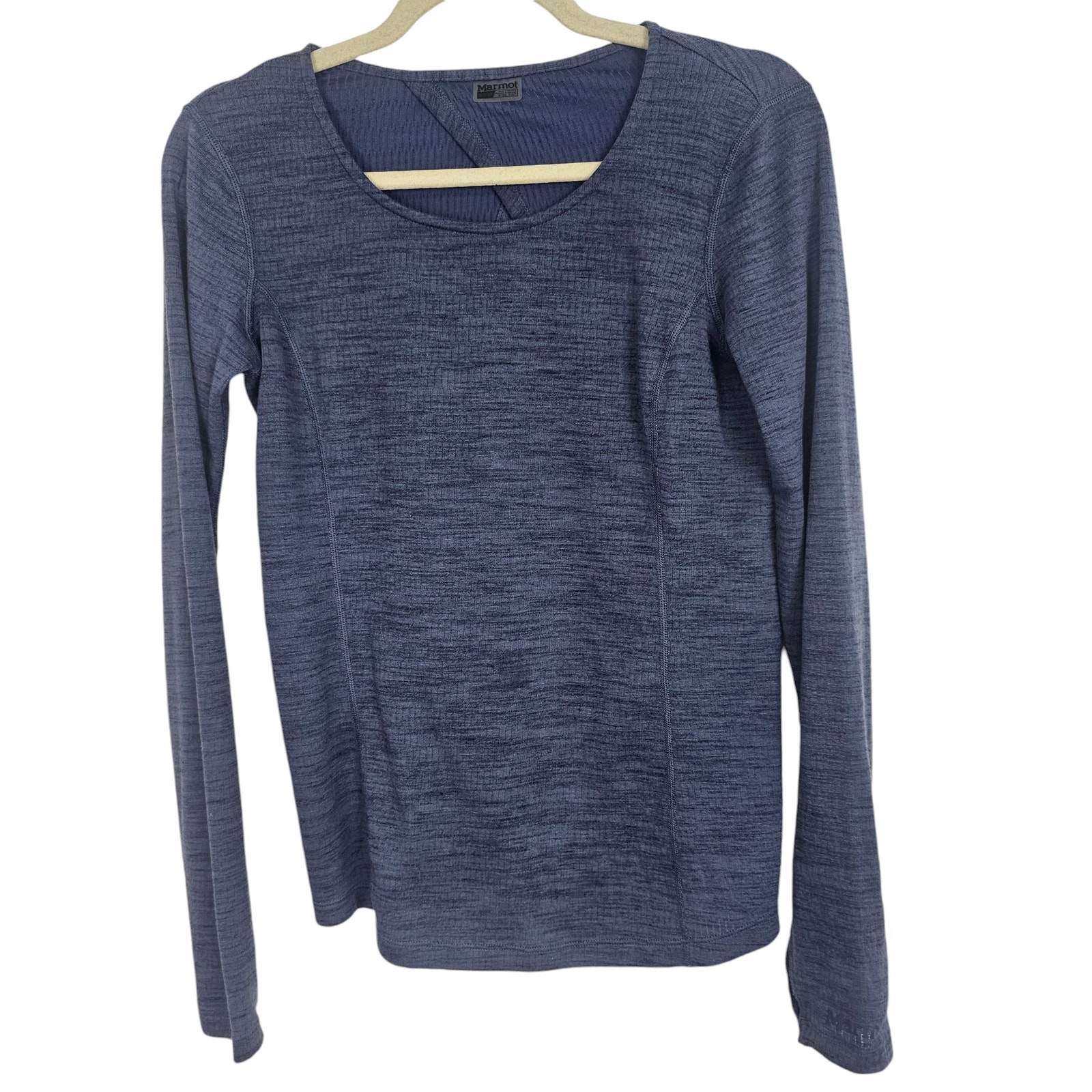 Marmot Shirt Long Sleeve T-Shirt Taylor Canyon Open Back Top Blue Xs Women